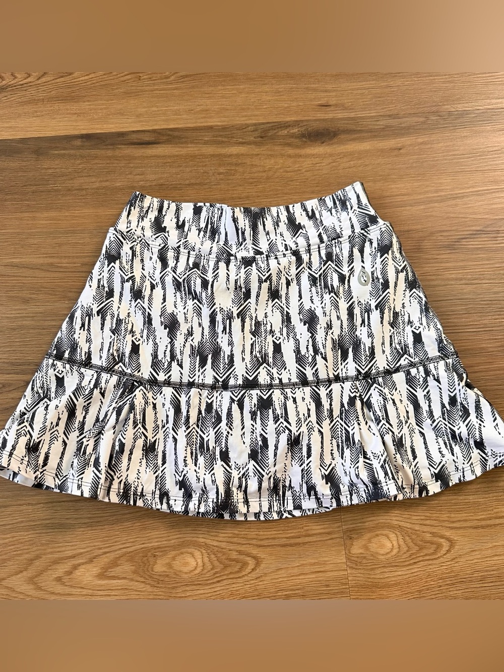 Dona Jo JoJo Tennis Skirt Skort Size 1 Small Black White Abstract Pockets Active